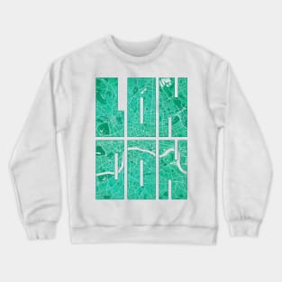 London, England City Map Typography - Watercolor Crewneck Sweatshirt